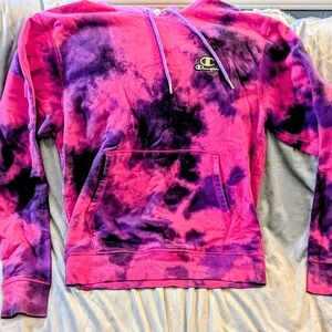 Champion Pink and Purple Tie-Dye Hoodie